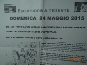 24 maggio 2015 Programma escursione a Trieste