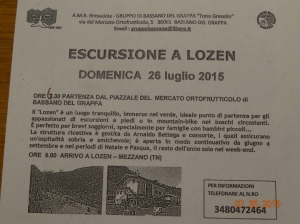 26 luglio 2015 Programma escursione Malga Lozen